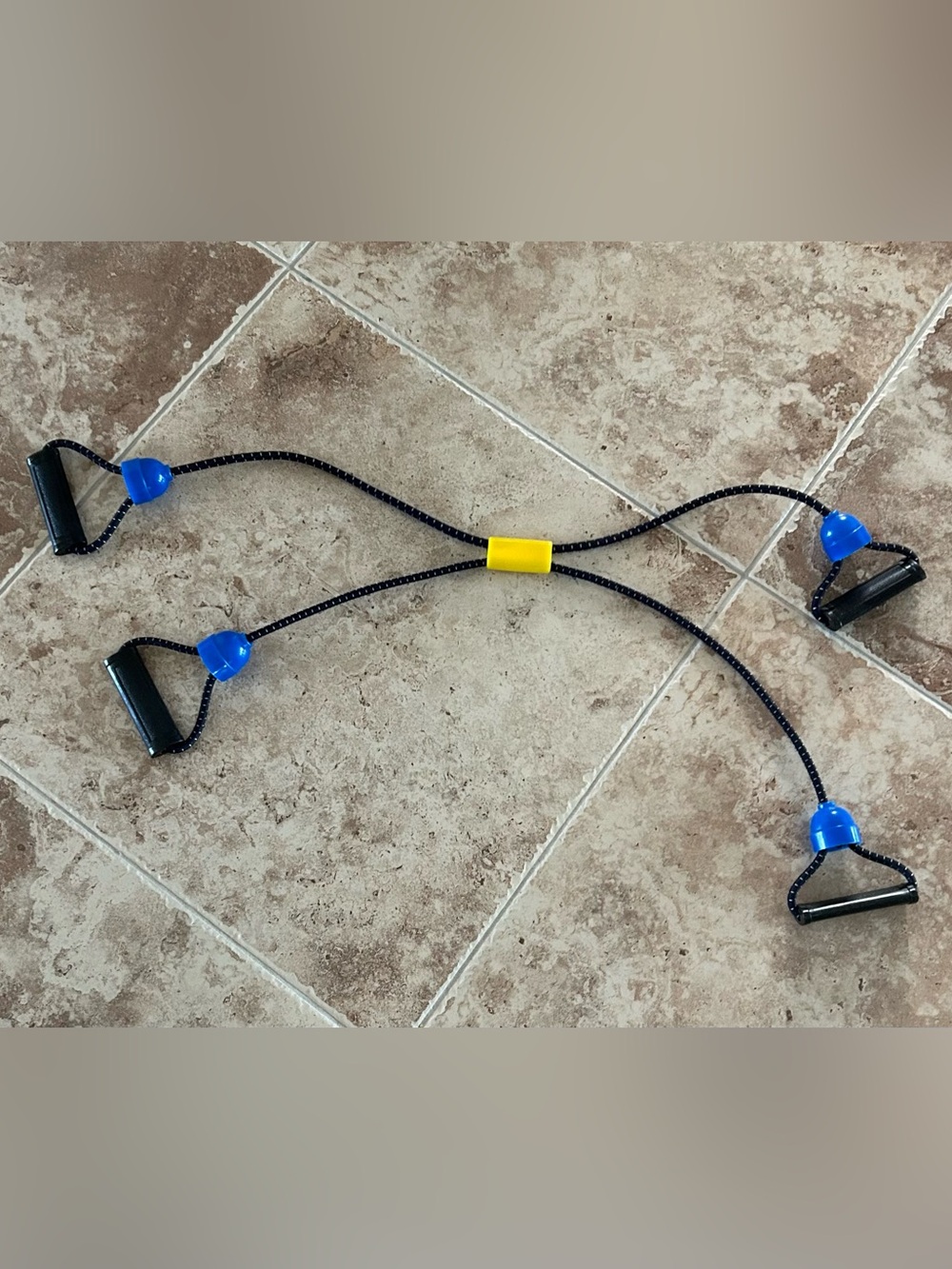 Resistance Band With Handles Workout Exercise Fitness Therapy Home Gym Blue.  Ge
